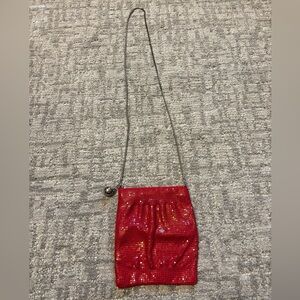 Vintage Red Mesh Metal Crossbody Purse